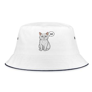 Grimmige Katze - einfach "Nö" - Bucket Hat - Weiß/Navy - Vorne