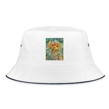 Costa Rica Tropical Leaves Collage - Bucket Hat - white/navy - Front