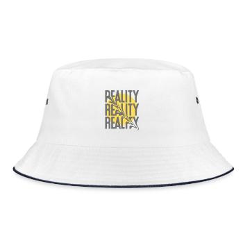 Reality Distortion – Typography Saying - Bucket Hat - white/navy - Front