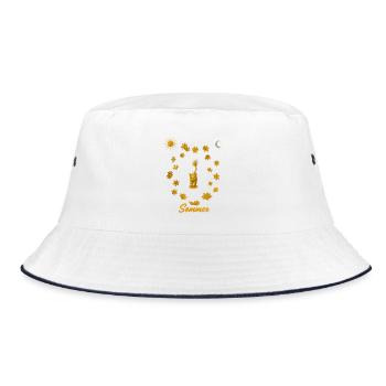Goldene Katzensommer Kreis - Bucket Hat - Weiß/Navy - Vorne