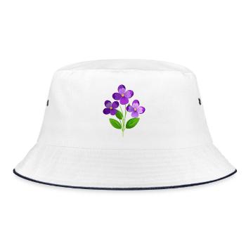 Veilchen blühen - Bucket Hat - Weiß/Navy - Vorne