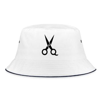 Schere - Bucket Hat - Weiß/Navy - Vorne