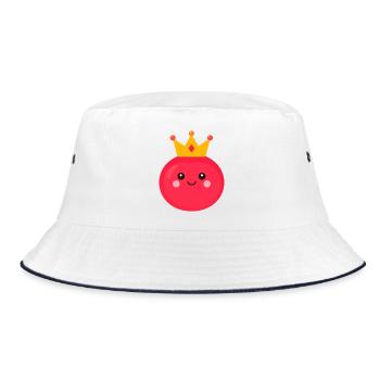 Kawaii Tomato with Crown – Sweet Queen Design - Bucket Hat - white/navy - Front