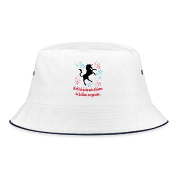 Einhorn im Schloss vergessen Unicorn Sprüche - Bucket Hat - Weiß/Navy - Vorne