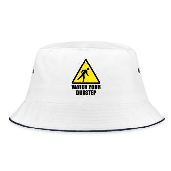 Watch your DUBstep - Parodie (Farben änderbar) - Bucket Hat - Weiß/Navy - Vorne