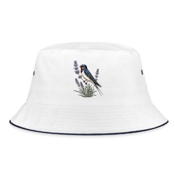 Barn Swallow auf Lavendel - Bucket Hat - Weiß/Navy - Vorne