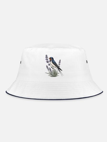 Barn Swallow auf Lavendel - Bucket Hat - Weiß/Navy