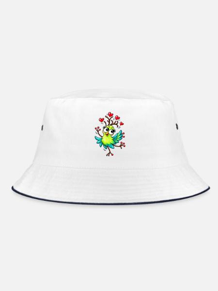 Olga die Liebesflatterin - Bucket Hat - Weiß/Navy