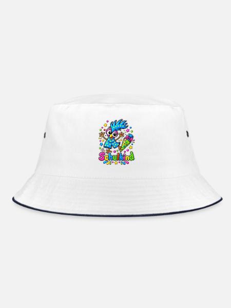 Peppino Konfetti - fröhliches Schulkind - Bucket Hat - Weiß/Navy