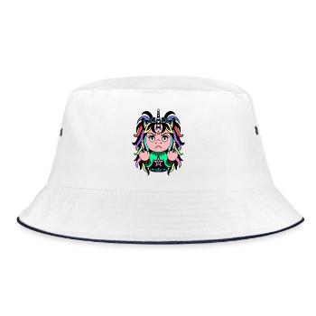 Colour-Chaos: Buntes EinZORN mit Mittelfinger - Bucket Hat - Weiß/Navy - Vorne
