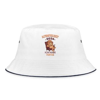 Altersteilzeit 2026 Ich habe fertig Löwe Lustig - Bucket Hat - Weiß/Navy - Vorne