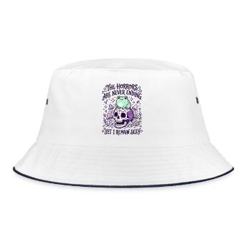 Die Schrecken enden nie, doch ich bleibe albern - Bucket Hat - Weiß/Navy - Vorne