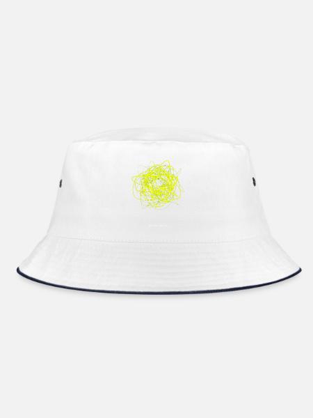 Überdenken, Kritzel-Neon - Bucket Hat - Weiß/Navy