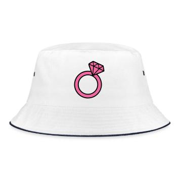 Pinker Diamantring Icon - Bucket Hat - Weiß/Navy - Vorne