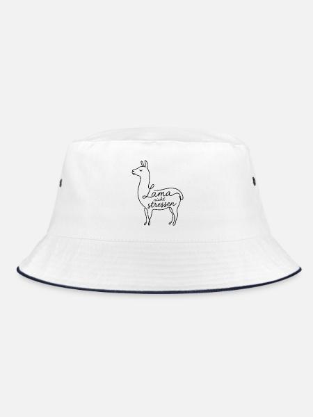 Lama nicht stressen - Bucket Hat - Weiß/Navy