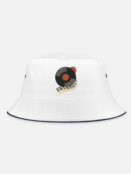 Vinylabend – Schallplatte trifft Klavier - Bucket Hat - Weiß/Navy