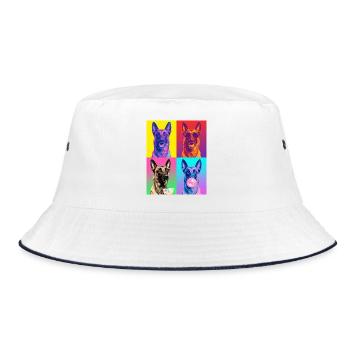 Hunde Belgian Malinois Hund - Bucket Hat - Weiß/Navy - Vorne