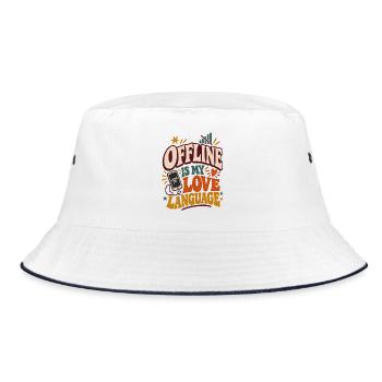 Offline ist meine Liebessprache - Bucket Hat - Weiß/Navy - Vorne
