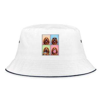 Hunde Bluthund Hund - Bucket Hat - Weiß/Navy - Vorne