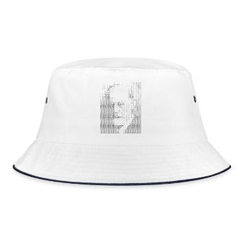 Freud ASCII Kunstporträt - Bucket Hat - Weiß/Navy - Vorne