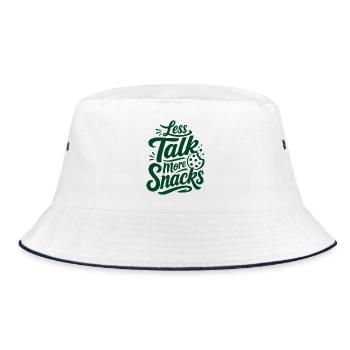 Less Talk More Snacks – Snack-Spruch - Bucket Hat - Weiß/Navy - Vorne