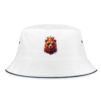 Poly Art Bär - Bucket Hat - Weiß/Navy - Vorne