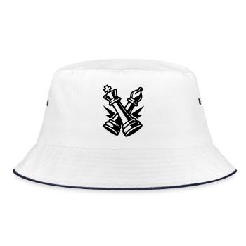 Schach Figuren - Bucket Hat - Weiß/Navy - Vorne