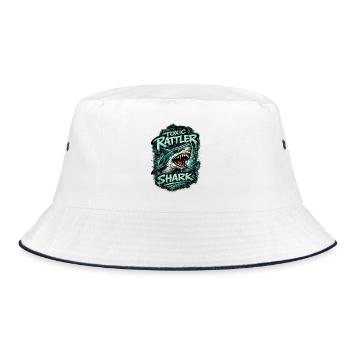Toxischer Hai - Bucket Hat - Weiß/Navy - Vorne