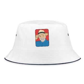 Lula da Silva Pop Art – Brasilianischer Präsident - Bucket Hat - Weiß/Navy - Vorne