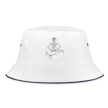 Skeleton DJ Halloween Vibes - Bucket Hat - Weiß/Navy - Vorne