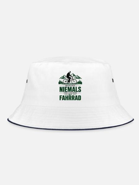 Nie einen alten Mann mit Fahrrad - Bucket Hat - Weiß/Navy