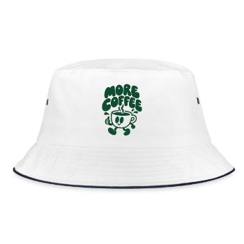 More Coffee – Laufende Kaffeetasse - Bucket Hat - Weiß/Navy - Vorne