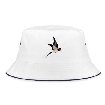 Schwalbe im Flug - Bucket Hat - Weiß/Navy - Vorne