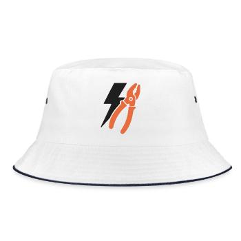 Elektriker Icon Emblem. – Motiv – Geschenkidee. - Bucket Hat - Weiß/Navy - Vorne