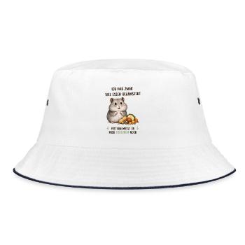 Hamster Hunger: Viel Essen, Noch Mehr Futter - Bucket Hat - Weiß/Navy - Vorne