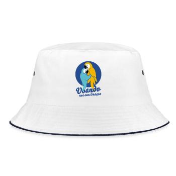 Tanzende Papageien_Voando nos seus bracos - Bucket Hat - Weiß/Navy - Vorne