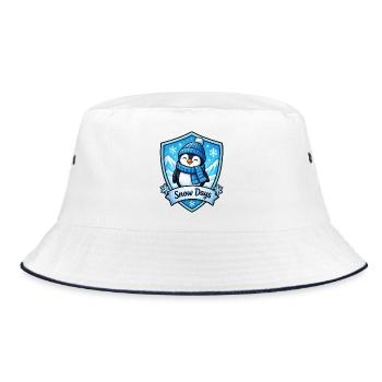 Schnee-Pinguin im Schild - Bucket Hat - Weiß/Navy - Vorne