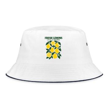 Frische Zitronen - Bucket Hat - Weiß/Navy - Vorne