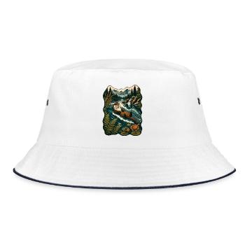 Otter im Waldfluss - Bucket Hat - Weiß/Navy - Vorne