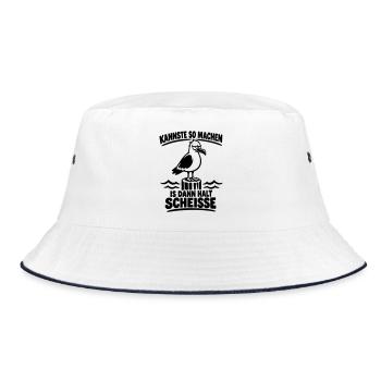 Freche Möwe Kannste so Lustiger Spruch - Bucket Hat - Weiß/Navy - Vorne