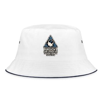Vorsicht Denker - Bucket Hat - Weiß/Navy - Vorne