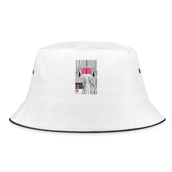 Für Kitesurfer - Wind Study Kite 02 - Bucket Hat - Weiß/Navy - Vorne