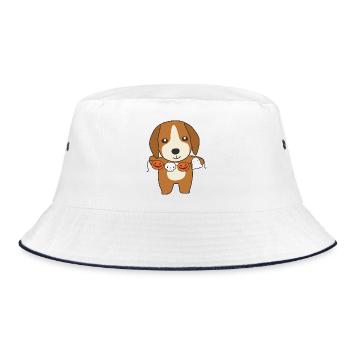 Beagle Happy Halloween Hunde Kostüm - Bucket Hat - Weiß/Navy - Vorne