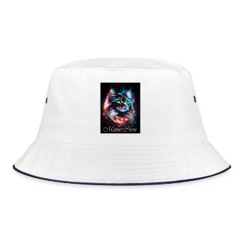 Main Coon Nebula - Fantasy Weltall Katze - Bucket Hat - Weiß/Navy - Vorne