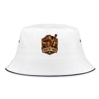 Country Vibes Western Sunset Shield - Bucket Hat - Weiß/Navy - Vorne