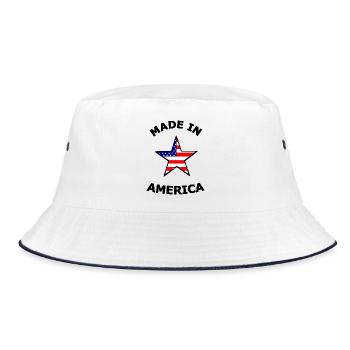 Amerikanische Flaggenstern - Bucket Hat - Weiß/Navy - Vorne