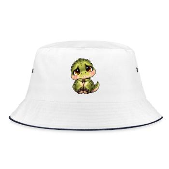 Süßer schüchterner T-Rex Cartoon Freund - Bucket Hat - Weiß/Navy - Vorne