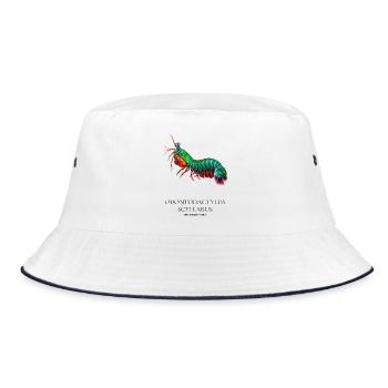 Pfauen-Gottanbeterin-Garnelen-Illustration - Bucket Hat - Weiß/Navy - Vorne
