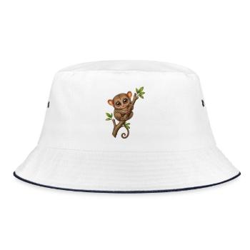 Koboldmaki  - Bucket Hat - Weiß/Navy - Vorne