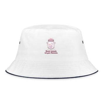 Heute sammle ich gute Momente - Bucket Hat - Weiß/Navy - Vorne